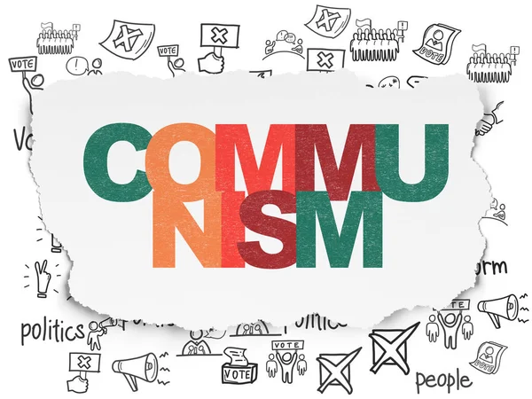 Politik-konceptet: kommunismen på sönderrivet papper bakgrund — Stockfoto