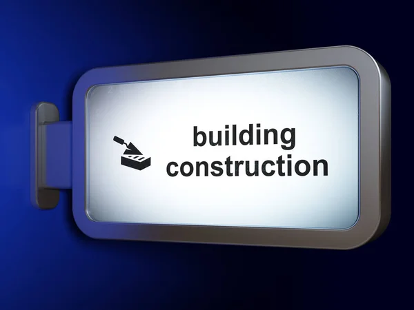 Construction concept: Building Construction and Brick Wall on billboard background — Stock Photo, Image