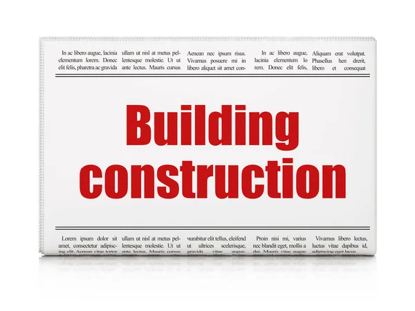 Conceito de construção: manchete de jornal Construção de edifícios — Fotografia de Stock