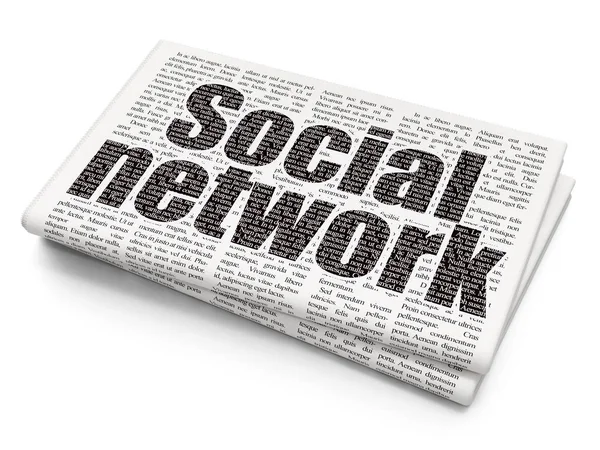 Sociale media concept: sociaal netwerk op de achtergrond van de krant — Stockfoto