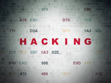Gizlilik kavramı: dijital veri kağıt arka plan üzerinde Hacking