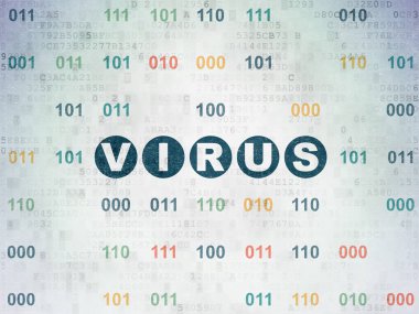Koruma kavramı: dijital veri kağıt arka plan üzerinde virüs