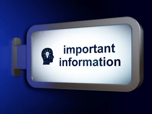 Information concept: Important Information and Head With Light Bulb on billboard background — Stock Photo, Image