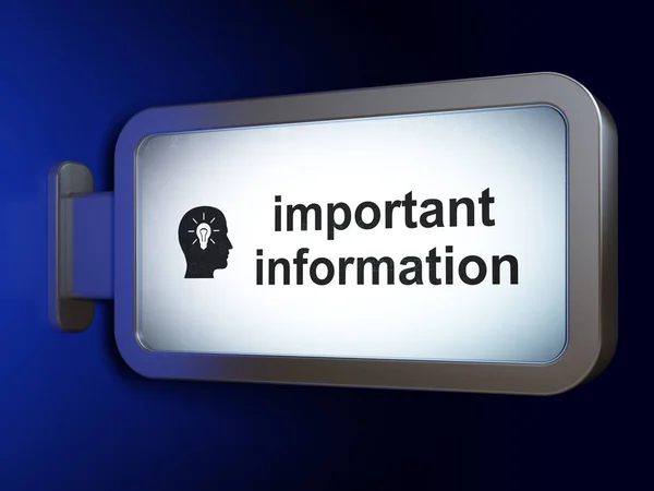 Data concept: Important Information and Head With Light Bulb on billboard background — Stock Photo, Image
