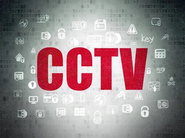 Concepto de seguridad: CCTV en el fondo del documento de datos digitales —  Fotos de Stock