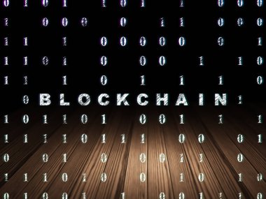 İş kavramı: grunge karanlık odada Blockchain