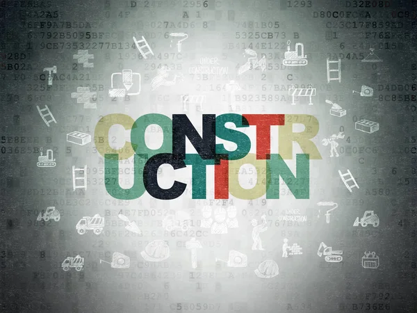 Concepto de construcción: Construcción sobre fondo de papel de datos digitales — Foto de Stock