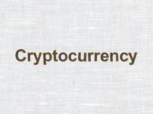 信息概念： Cryptocurrency 对织物纹理背景 — 图库照片