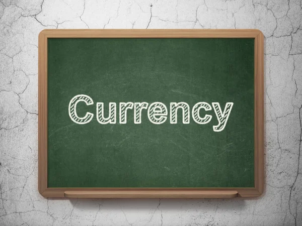 Bankacılık kavramı: Kara tahta arka plan üzerinde para birimi