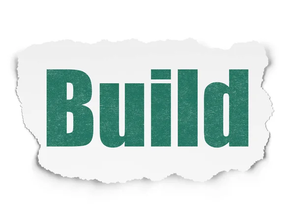 Építési koncepcióját: Build szakadt papír alapon — Stock Fotó