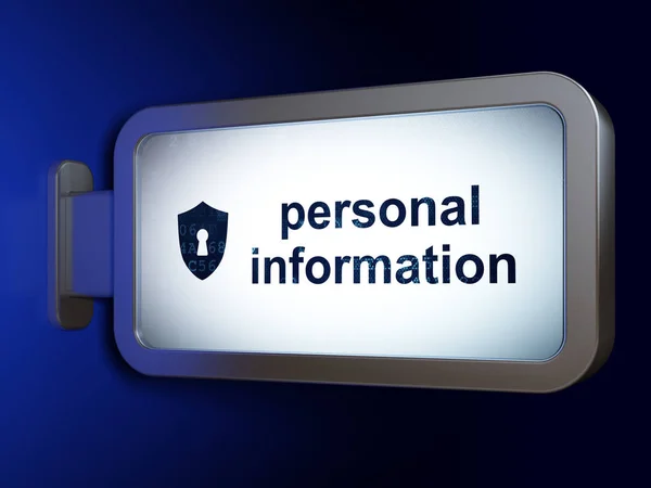 Privacy concept: Personal Information and Shield With Keyhole on billboard background — Stock Photo, Image