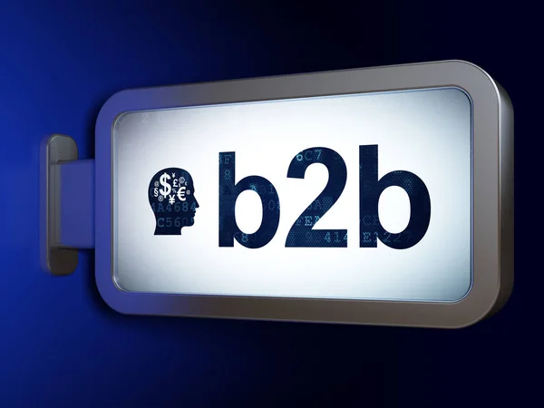 Conceito de financiamento: B2b e Head With Finance Symbol em fundo de outdoor — Fotografia de Stock