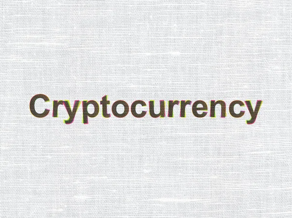 金钱观： 对织物纹理背景 Cryptocurrency — 图库照片