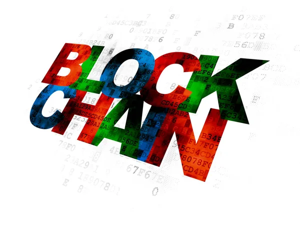 Valuta-konceptet: Blockchain på Digital bakgrund — Stockfoto