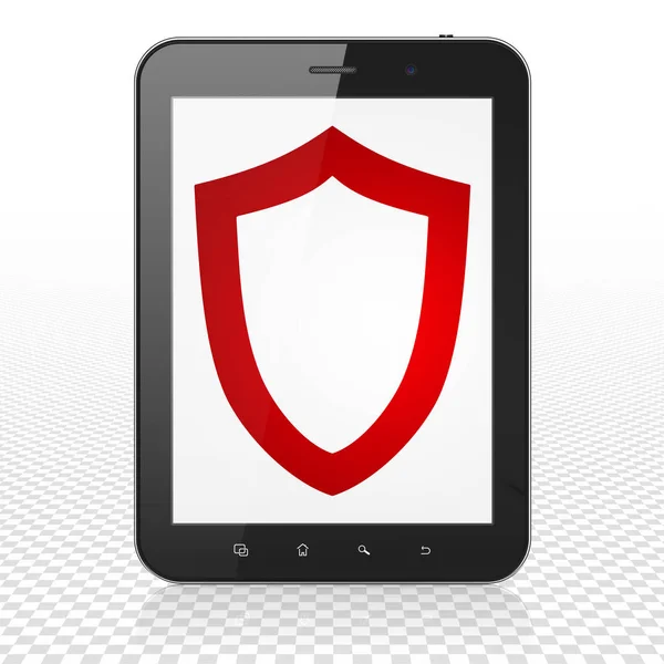 Concepto de privacidad: Tablet Computer con Contoured Shield en pantalla — Foto de Stock