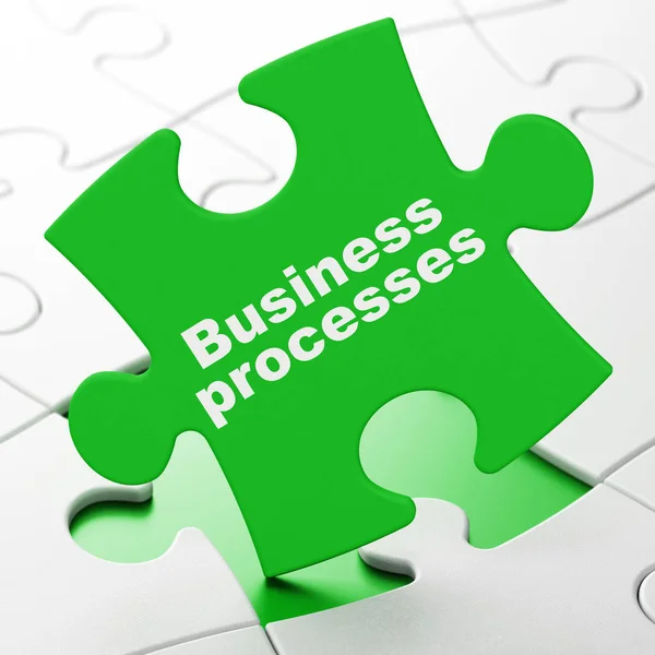 Conceito de finanças: Processos de negócios em fundo de quebra-cabeça — Fotografia de Stock