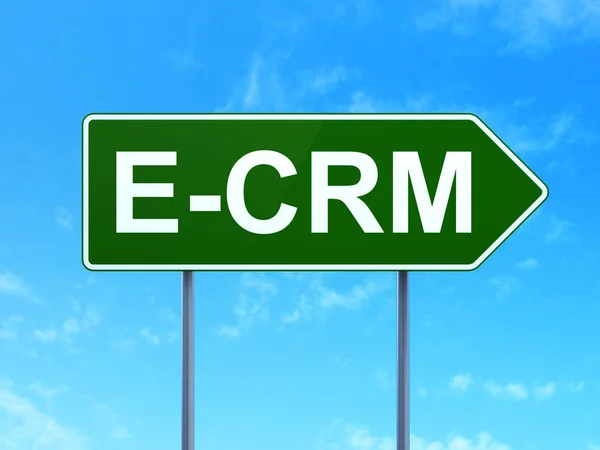 Business concept: E-CRM su sfondo cartello stradale — Foto Stock
