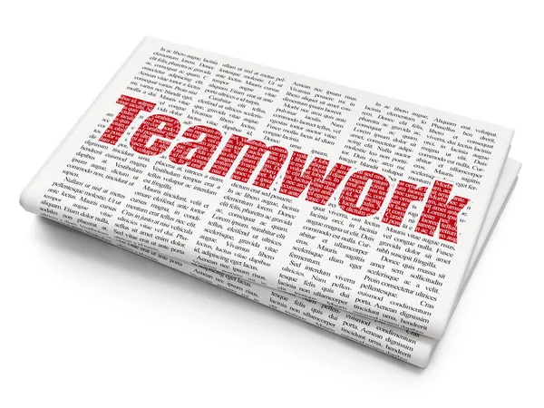 Financiën concept: Teamwork op krant achtergrond — Stockfoto