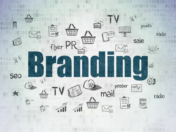 Concetto di pubblicità: branding su sfondo Digital Data Paper — Foto Stock