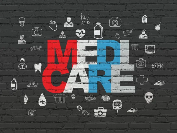 Koncepce zdraví: Medicare na zeď na pozadí — Stock fotografie