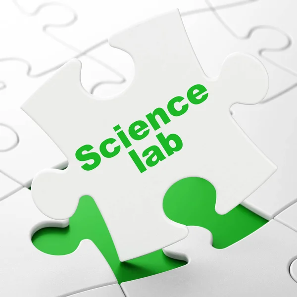 Concetto scientifico: Science Lab su sfondo puzzle — Foto Stock