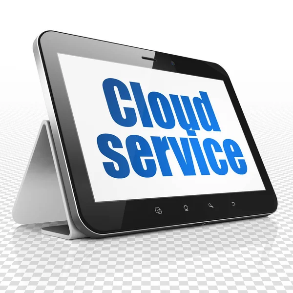 Concetto di tecnologia cloud: computer tablet con servizio cloud in mostra — Foto Stock