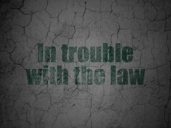 法律概念︰ 在法律上 grunge 的背景墙上的麻烦 — 图库照片