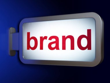 Pazarlama kavramı: billboard arka plan üzerinde marka