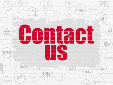 Pazarlama kavramı: duvar arka plan üzerinde iletişim