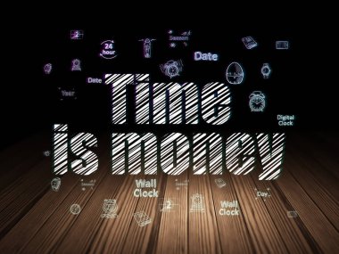 Zaman çizelgesi kavramı: zaman para grunge karanlık odada