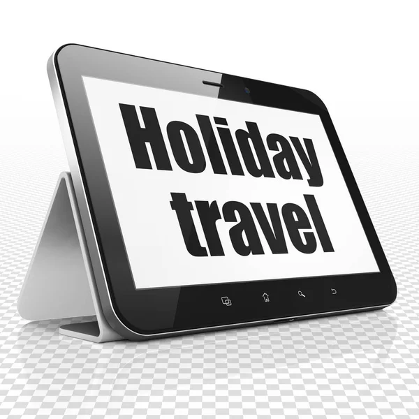 Conceito de viagem: Tablet Computador com férias Travel on display — Fotografia de Stock