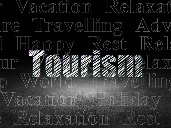 Концепция туризма: Туризм в гранж темной комнате — стоковое фото