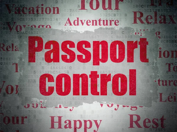旅游概念： 护照控制对数字数据论文的背景 — 图库照片