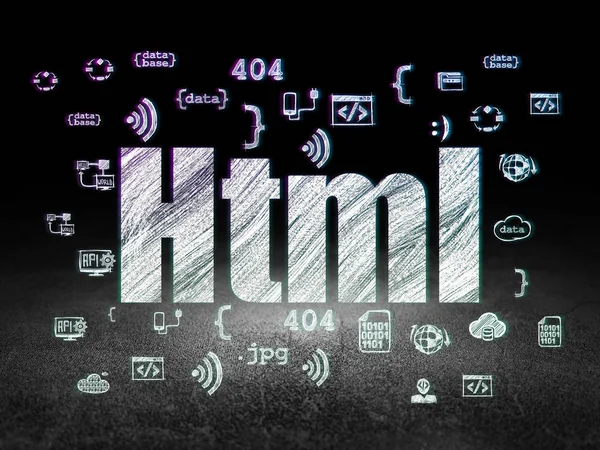 软件的概念 ︰ Html 中 grunge 黑暗的房间里 — 图库照片