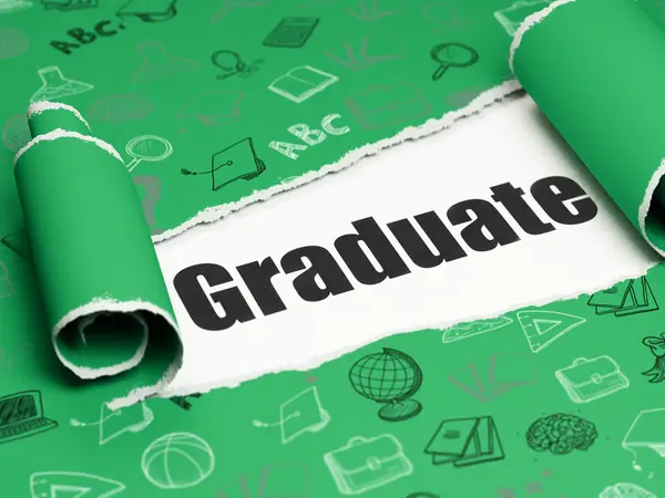 Eğitim kavramı: metin mezunu yırtık kağıt altında siyah — Stok fotoğraf