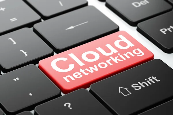 Ağ kavramı bulut: bilgisayar klavye arka plan üzerinde ağ bulut — Stok fotoğraf