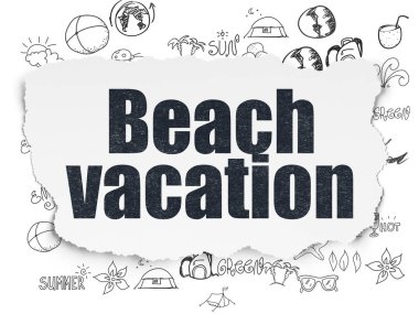 Tatil kavramı: yırtık kağıt arka plan üzerinde Beach Tatil