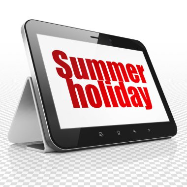 Tatil kavramı: yaz tatili ekranda Tablet bilgisayarınızla
