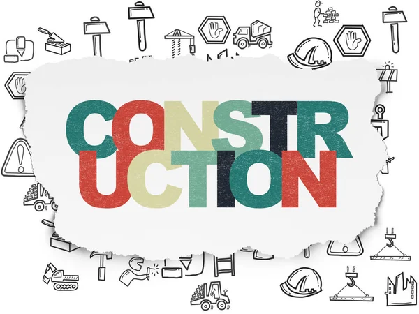 Constructing concept: Construction on Torn Paper background — Stock Photo, Image
