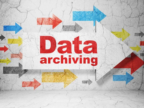 Information concept: arrow with Data Archiving on grunge wall background — Stock Photo, Image