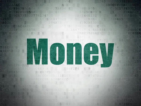 Para kavramı: dijital veri kağıt arka plan üzerinde para — Stok fotoğraf