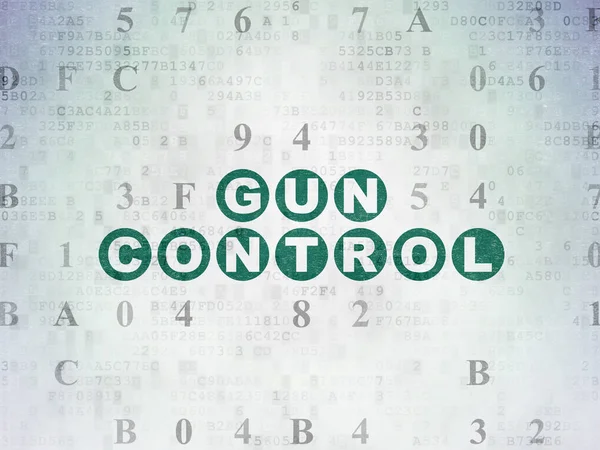 Safety concept: Gun Control on Digital Data Paper background