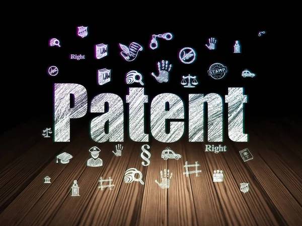 Conceito de lei: Patente em sala escura grunge — Fotografia de Stock