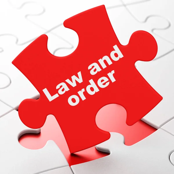 Concetto di legge: legge e ordine su sfondo puzzle — Foto Stock