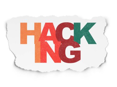 Emniyet konsepti: yırtık kağıt arka plan üzerinde Hacking
