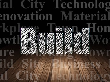 Bina inşaat kavramı: grunge karanlık odada kurmak