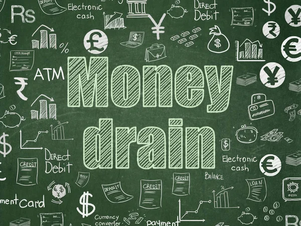 Currency concept: Money Drain on School board background