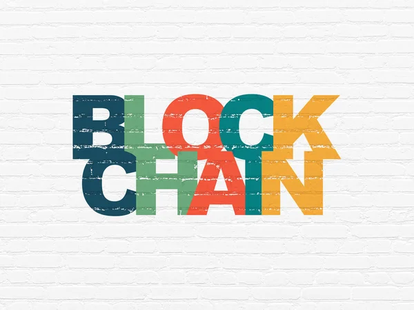 Para birimi kavramı: Blockchain duvar arka plan üzerinde
