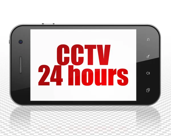 Security concept: Smartphone with CCTV 24 hours on display — Stock Photo, Image