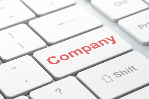 Affärsidé: företaget på dator tangentbord bakgrund — Stockfoto